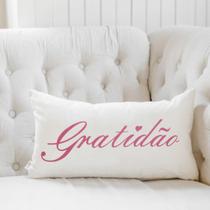 Almofada Algodão Retangular Serigrafada 30x50cm Gratidão Rosa Almofada Algodão Retangular Serigrafada 30x50cm Gratidão Rosa
