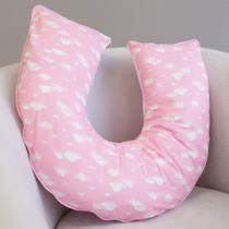 Almofada Amamentação Bebe Menina Dupla Face Chuva de Amor Rosa