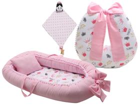 Almofada Amamentação Menina + Ninho Redutor Berço + Naninha