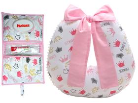 Almofada Amamentação Menina + Porta Fralda Lenços Organizador