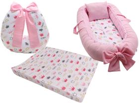 Almofada Amamentação + Ninho Redutor Berço Menina + Trocador Cômoda Almofada Amamentação + Ninho Redutor Berço Menina + Trocador Cômoda