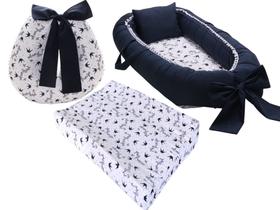 Almofada Amamentação + Ninho Redutor Berço Menino + Trocador Cômoda