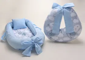 Almofada Amamentação + Ninho Redutor de Berço Bebê Menino