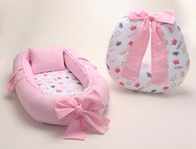 Almofada Amamentação + Ninho Redutor Princess + Redutor Bebê Conforto Rosa