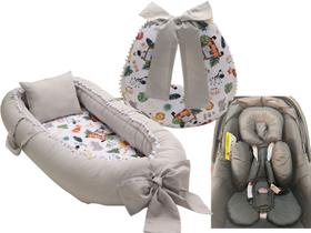 Almofada Amamentação + Ninho Redutor Safari+ Redutor Bebê Conforto Preto Almofada Amamentação + Ninho Redutor Safari+ Redutor Bebê Conforto Preto