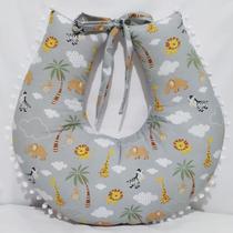 Almofada Amamentação para Amamentar 100% Algodão Safari Cinza