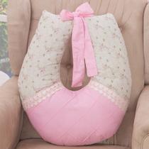 Almofada Amamentação para Bebê Luxo Floral Rosa