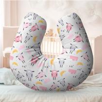 Almofada Amamentação Travesseiro Ovelinha Rosa 100% Algodão