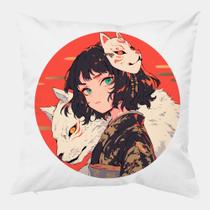 Almofada Antialérgica 40x40 GAROTA ANIME MASCARA KITSUNE