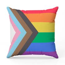 Almofada Avulsa Cheia Estampada Bandeiras LGBT Cores 45cm x 45cm com Refil