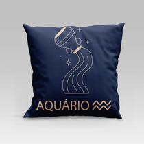 Almofada Avulsa Cheia Estampada Signos do Zodíaco em Veludo Suede 45cm x 45cm com Refil Silicone - Decoração Astrologia - DOURADOS ENXOVAIS