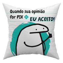 Almofada Avulsa Cheia Flork Meme Humor c/ Frases 45cm x 45cm com Refil
