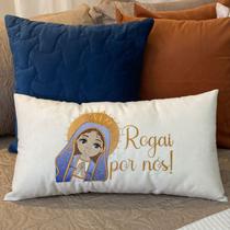 Almofada Baguete 50 Cm X 30 Bordada Com Enchimento Nossa Senhora Almofada Baguete 50 Cm X 30 Bordada Com Enchimento Nossa Senhora