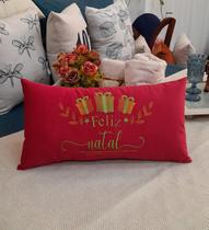 Almofada Baguete Bordada Feliz Natal Almofada Baguete Bordada Feliz Natal