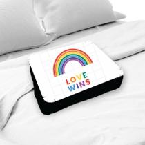 Almofada Bandeja para Notebook Laptop Personalizado Love Wins Branco