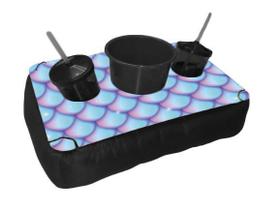Almofada Bandeja Pipoca Balde e 2 Copos Personalizado Escamas Sereia Almofada Bandeja Pipoca Balde e 2 Copos Personalizado Escamas Sereia