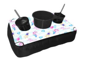 Almofada Bandeja Pipoca Balde e 2 Copos Personalizado Unicórnio