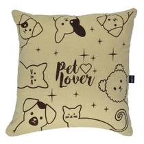 Almofada Bege Pet Love 40x40cm - Serigrafada Frente e Verso