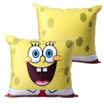 Almofada Bob Esponja Quadrada Aveludada 40x40cm Oficial Nickelodeon - Zona Criativa