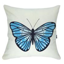 Almofada Borboleta Azul 40x40cm - Serigrafada Frente e Verso c/ Enchimento