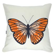 Almofada Borboleta Laranja 40x40cm - Serigrafada Frente e Verso c/ Enchimento