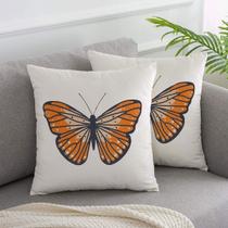 Almofada Borboleta Laranja 40x40cm - Serigrafada Frente e Verso