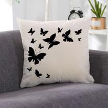 Almofada Borboletas Preta 40x40cm - Serigrafada Frente e Verso