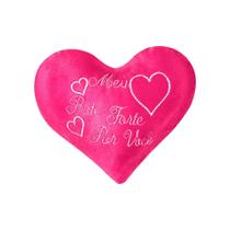 Almofada bordada coração de pelúcia batimentos pink 1pç