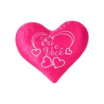 Almofada bordada coração de pelúcia eu e você pink 1pç