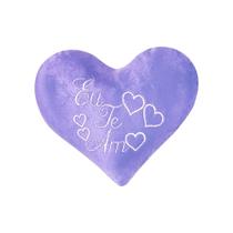 Almofada bordada coração de pelúcia eu te amo lilás 1pç