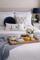 Almofada Bordada Decorativa 50X30 Retangular Cama Posta