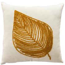 Almofada Bordada em Linho 52x52 - Folha Dourada Almofada Bordada em Linho 52x52 - Folha Dourada