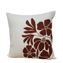 Almofada bordada em linho flora terracota 50x50 Almofada bordada em linho flora terracota 50x50
