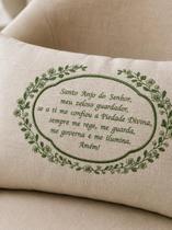 Almofada Bordada Santo Anjo da Guarda 50x30 Linho Decorativa com Pingentes Presente Religioso Almofada Bordada Santo Anjo da Guarda 50x30 Linho Decorativa com Pingentes Presente Religioso