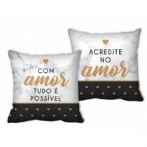 Almofada Brasfoot Quadrada - Com Amor Tudo é Possível