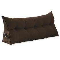 Almofada Cabeceira Para Leitura Na Cama Mel Casal 140 cm Suede Marrom - LM DECOR