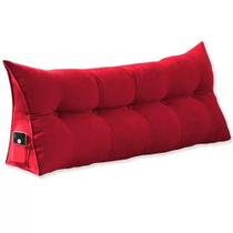 Almofada Cabeceira Para Leitura Na Cama Mel Casal 140 cm Suede Vermelho - LM DECOR