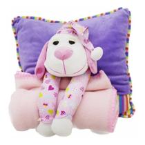 Almofada Cachorro Com Manta Roxo/Pink - Pelúcia
