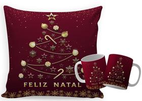 almofada + caneca de cerâmica de natal