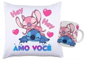 Almofada + Caneca Dia Dos Namorados Stitch E Angel 03