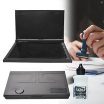 Almofada Carimbo Grande N3 Preta Com Tinta Refil