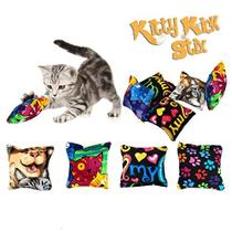 Almofada Catnip Premium Cat Toy Kitty Kick Stix - Pacote com 4