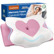 Almofada cervical de pescoço CushZone Memory Foam rosa tamanho padrão
