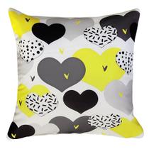 Almofada Cheia Decorativa Estampada Amarela Sarja 45x45cm