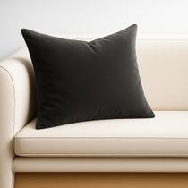 Almofada Cheia Veludo Suede Sofa 45x45 Cinza Escuro