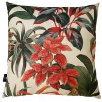 Almofada Cheia Waterhavana Impermeável Área Externa Estampa Digital Folhas Verde Vermelho Laranja 43cmx43cm