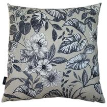 Almofada Cheia Waterhavana Impermeável Área Externa Flor Branca Folhas Pretas 43cmx43cm