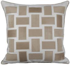 Almofada Chenile Com Aplique Geométrico Retângulos 52x52cm Bege