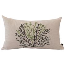 Almofada Coleção Sallina Bordada Coral Verde Retangular
