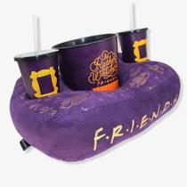 Almofada com balde de pipoca + 2 copos Friends roxo oficial - Zona Criativa